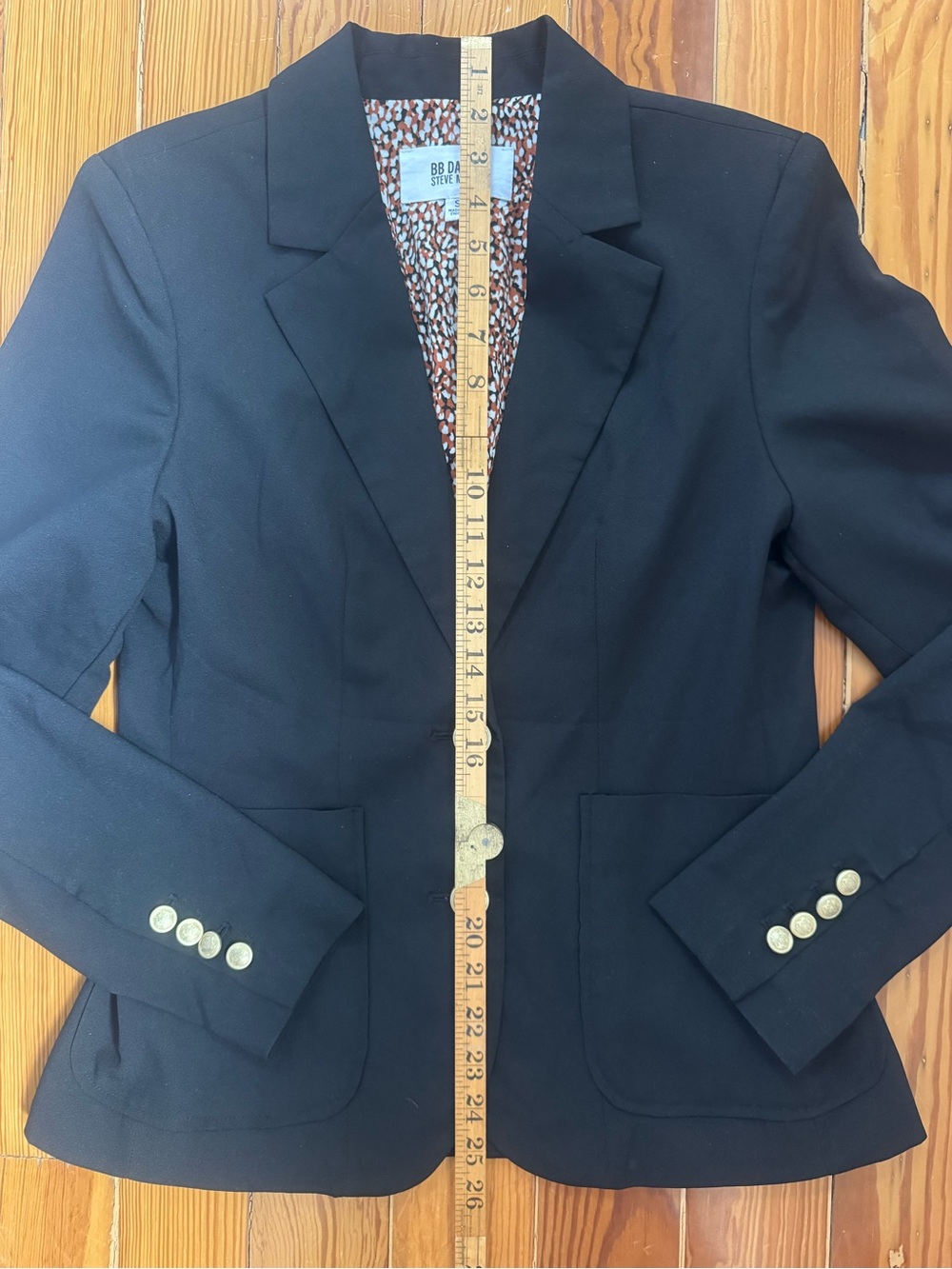 BB Dakota Steve Madden Women's Black Blazer With Gold Buttons - Picture 5 of 7